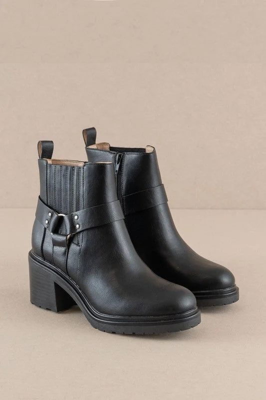 women's booties with elastic sidesJayden Motorcycle Boots - Black