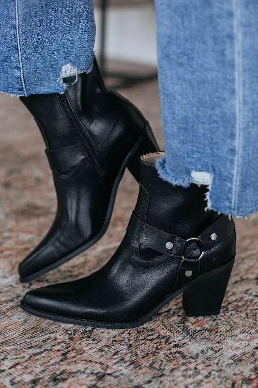 women's booties with ankle strapHere For A Good Time Boots - Black