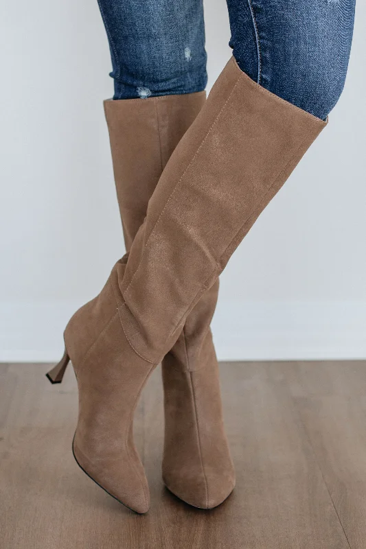 women's booties with side cutoutsTake Me Seriously Boots - Dark Taupe