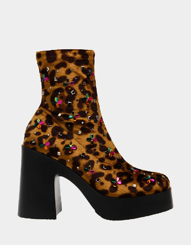 women's booties for wide calvesHARRIET LEOPARD