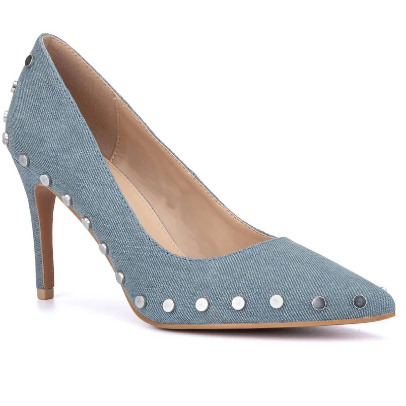 Women's date - night stiletto heel pumps with a sexy silhouetteLayne Womens Denim Studded Pumps Women's date - night stiletto heel pumps with a sexy silhouetteLayne Womens Denim Studded Pumps