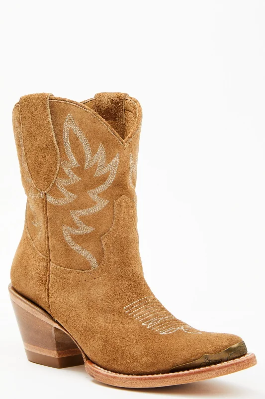 women's booties with zippersWheels Sand Suede Western Booties - Round Toe
