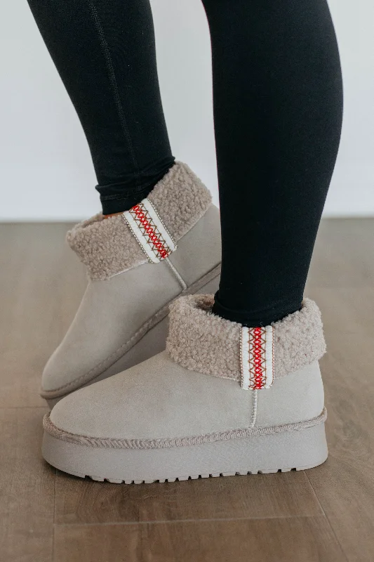 women's booties with chukka styleBaby It's Cold Outside Boots - Light Grey