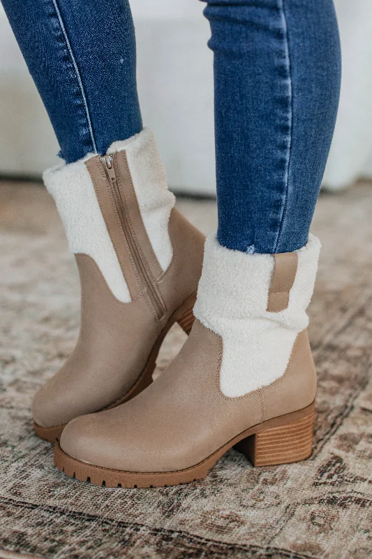 women's booties for petite womenThinking It Over Boots - Taupe