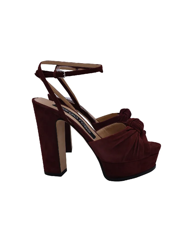 Women's mustard yellow stiletto heel pumps for a trendy pop of colorSergio Rossi Kaia Knot Ankle-Strap Platform Sandals in Burgundy Suede Women's mustard yellow stiletto heel pumps for a trendy pop of colorSergio Rossi Kaia Knot Ankle-Strap Platform Sandals in Burgundy Suede