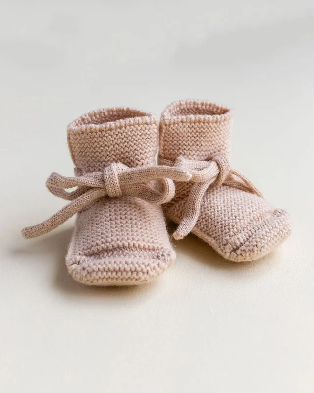 women's flat bootiesBaby Booties With Lace - Apricot