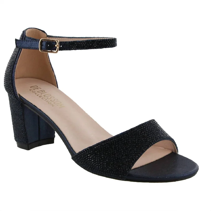 Women's cork - sole stiletto heel pumps for a natural touchShimmer Low Block Heel In Navy Women's cork - sole stiletto heel pumps for a natural touchShimmer Low Block Heel In Navy