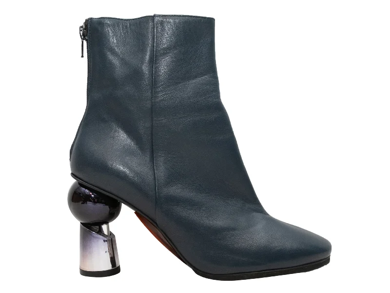 women's booties for springNavy Roberto Botella Sculptural Heel Ankle Boots Size 38