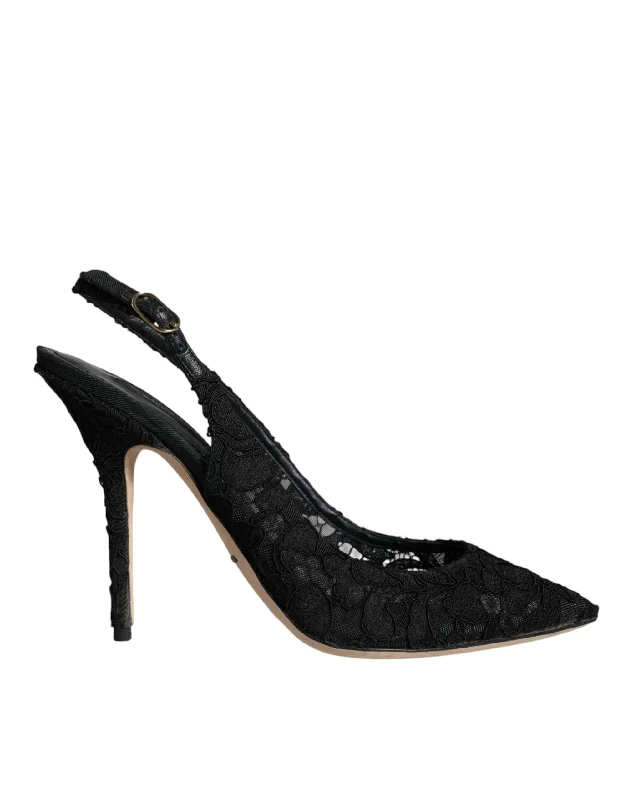 Women's charcoal gray stiletto heel pumps for a neutral yet stylish optionDolce & Gabbana Taormina Lace Bellucci Slingbacks Women's Shoes (Pre-Owned) Women's charcoal gray stiletto heel pumps for a neutral yet stylish optionDolce & Gabbana Taormina Lace Bellucci Slingbacks Women's Shoes (Pre-Owned)