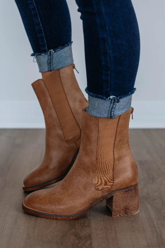 women's booties with combat styleBack On The Scene Boots - Caramel