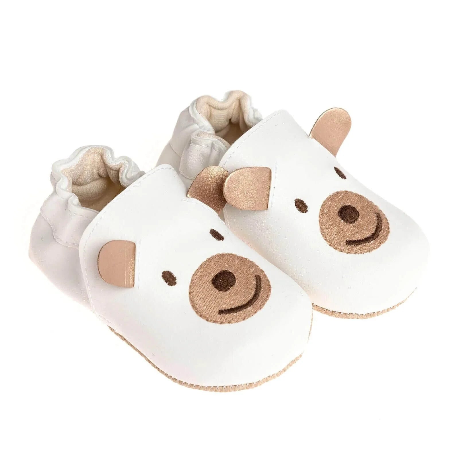 women's booties with side cutoutsPapulin Unisex Bear Patterned Booties - White