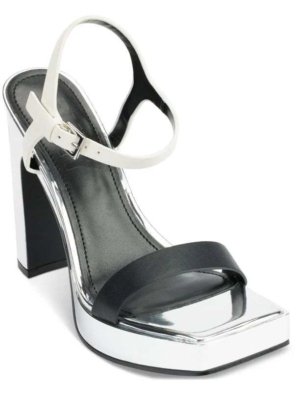 Women's satin - lined stiletto heel pumps for extra comfortWomens Adjustable Faux Leather Block Heels