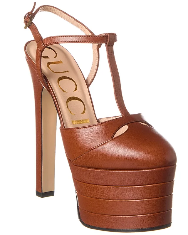 Women's charcoal gray stiletto heel pumps for a neutral yet stylish optionGucci Leather Platform Pump Women's charcoal gray stiletto heel pumps for a neutral yet stylish optionGucci Leather Platform Pump