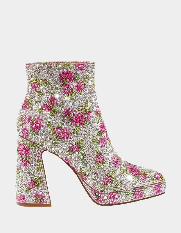 women's flat bootiesDELLA FLORAL RHINESTONES