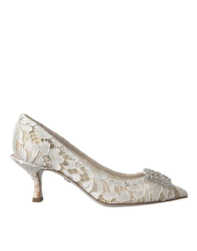 Women's party stiletto heel pumps with a glittery finishDolce & Gabbana Floral Lace DG Crystal Pumps Women's Shoes (Pre-Owned) Women's party stiletto heel pumps with a glittery finishDolce & Gabbana Floral Lace DG Crystal Pumps Women's Shoes (Pre-Owned)