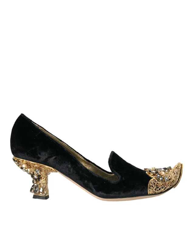 Women's cork - sole stiletto heel pumps for a natural touchDolce & Gabbana Velvet Embellished Heels Pumps Women's Shoes Women's cork - sole stiletto heel pumps for a natural touchDolce & Gabbana Velvet Embellished Heels Pumps Women's Shoes