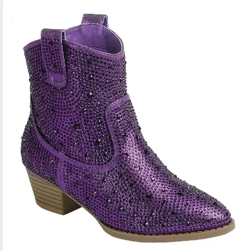 women's booties with block heelRIVER-01K KIDS Purple