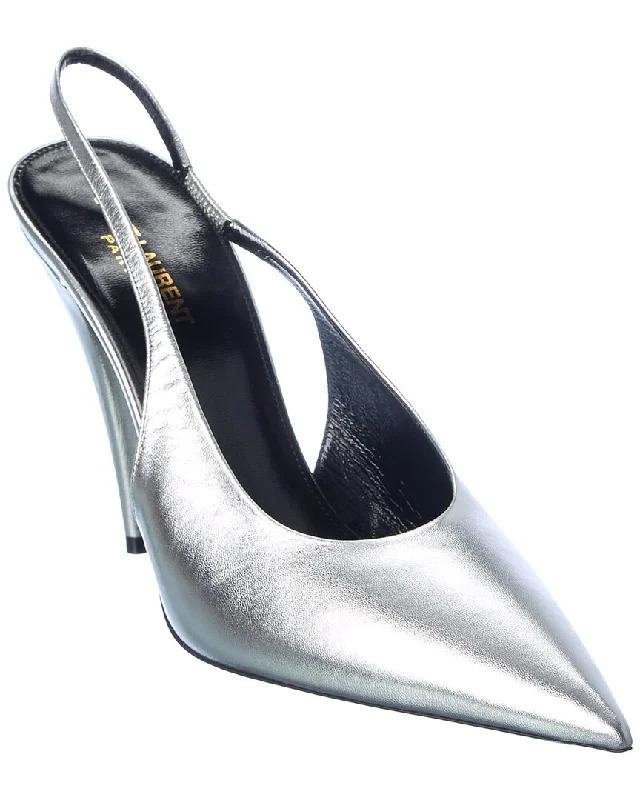 Women's studded stiletto heel pumps for an edgy lookSaint Laurent Titti 100 Leather Slingback Pump Women's studded stiletto heel pumps for an edgy lookSaint Laurent Titti 100 Leather Slingback Pump