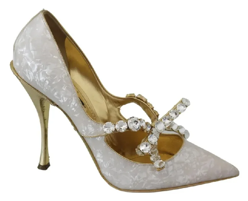Women's mesh - paneled stiletto heel pumps for breathabilityDolce & Gabbana Crystal Bow ivory Mary Jane Pumps Women's Shoes (Pre-Owned) Women's mesh - paneled stiletto heel pumps for breathabilityDolce & Gabbana Crystal Bow ivory Mary Jane Pumps Women's Shoes (Pre-Owned)