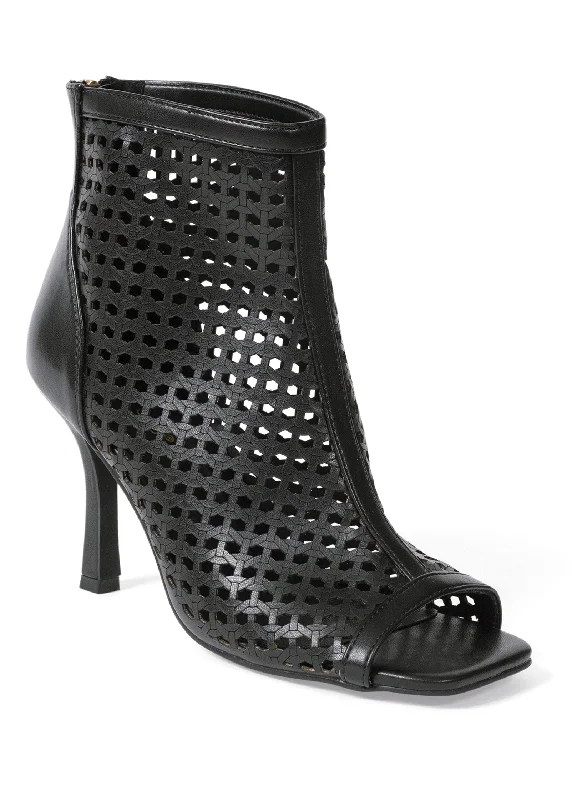 women's booties with zippersPerforated Booties - Black