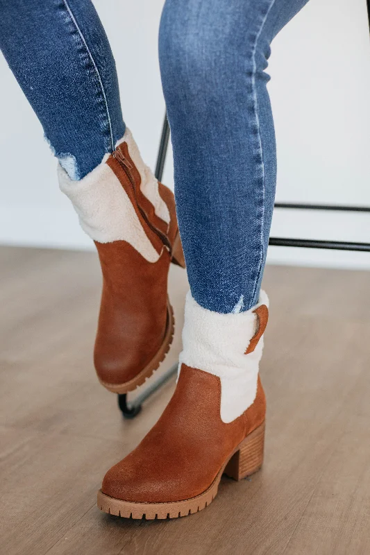 women's booties for tall womenThinking It Over Boots - Cognac
