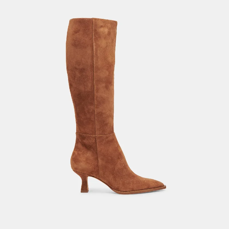 women's booties with pointed toeAUGGIE WIDE CALF BOOTS BROWN SUEDE