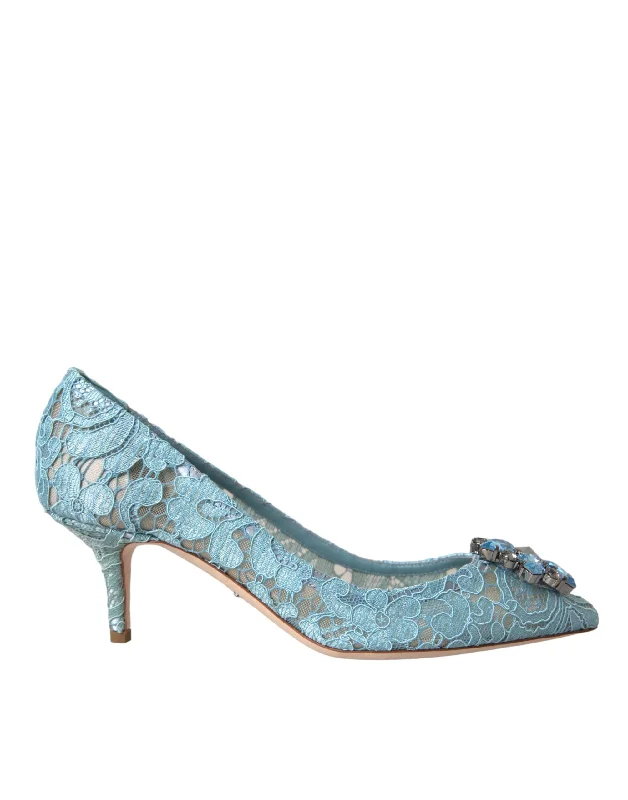 Women's wedding stiletto heel pumps with a pearl - encrusted strapDolce & Gabbana blue Taormina Lace Crystal Heel Pumps Women's Shoes Women's wedding stiletto heel pumps with a pearl - encrusted strapDolce & Gabbana blue Taormina Lace Crystal Heel Pumps Women's Shoes