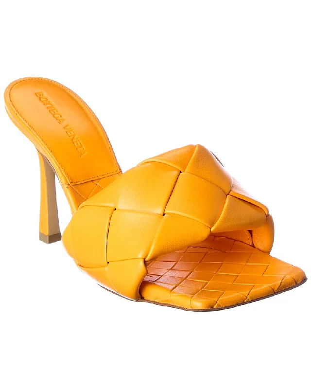 Women's studded stiletto heel pumps for an edgy lookBottega Veneta The Lido Intrecciato Leather Heel Sandal