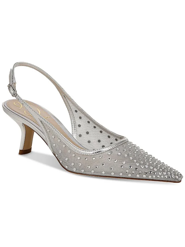 Women's mesh - paneled stiletto heel pumps for breathabilityBianka Womens Mesh Kitten Heel Slingback Heels