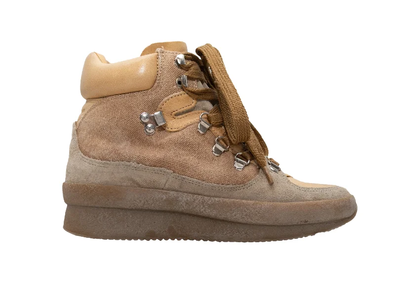women's booties with pointed toeTan Isabel Marant High-Top Sneaker Boots Size 7