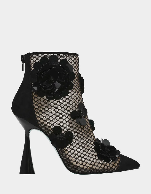 women's booties with peep toeNAVEY BLACK