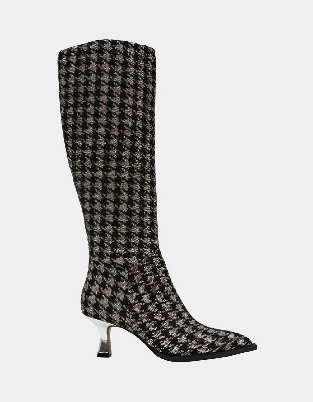 women's booties with embroideryPAMELLA BLACK SILVER