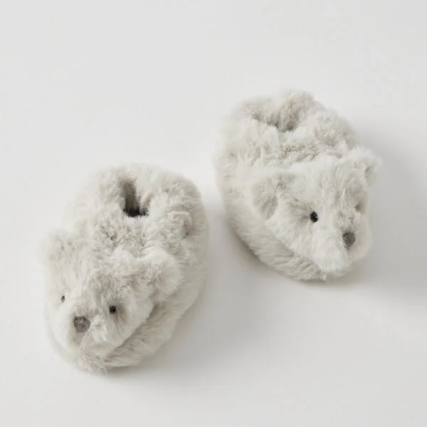 women's booties for travelBear Baby Grey Newborn Booties
