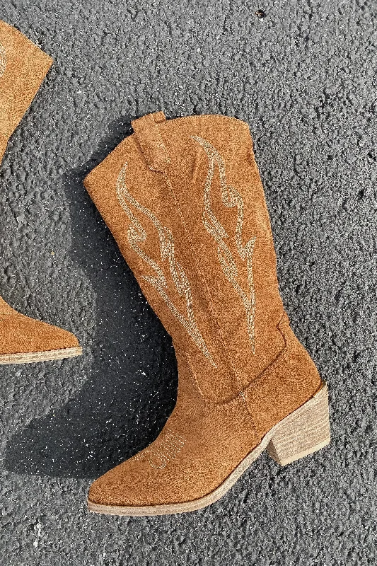 women's booties for officeHeadliner Faux Suede Boots- Tobacco