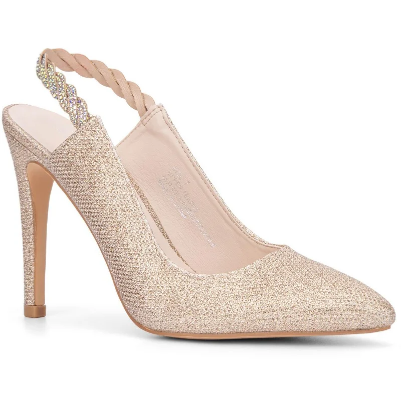 Women's mule - style stiletto heel pumps with a bow accentWomens Rhinestone Glitter Slingback Heels Women's mule - style stiletto heel pumps with a bow accentWomens Rhinestone Glitter Slingback Heels