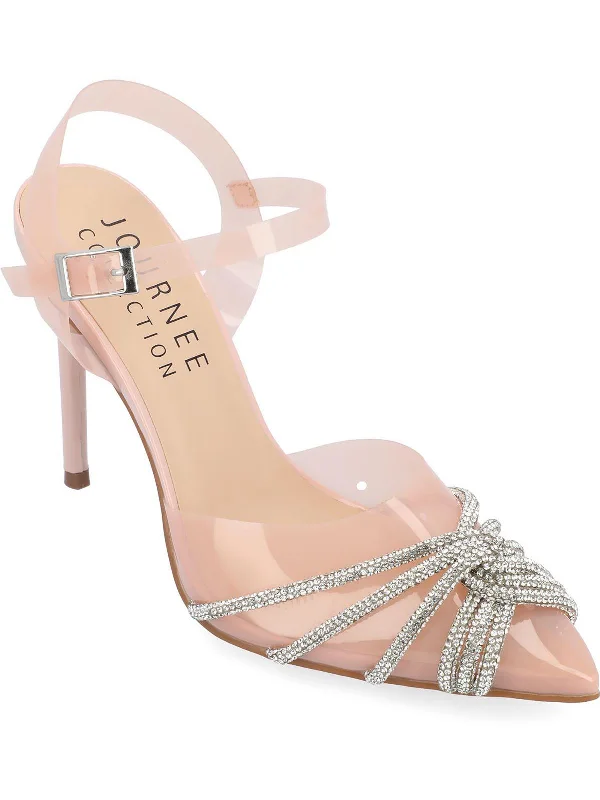 Women's holiday party stiletto heel pumps with a festive touchEleora Womens Rhinestone Faux Leather Ankle Strap Women's holiday party stiletto heel pumps with a festive touchEleora Womens Rhinestone Faux Leather Ankle Strap