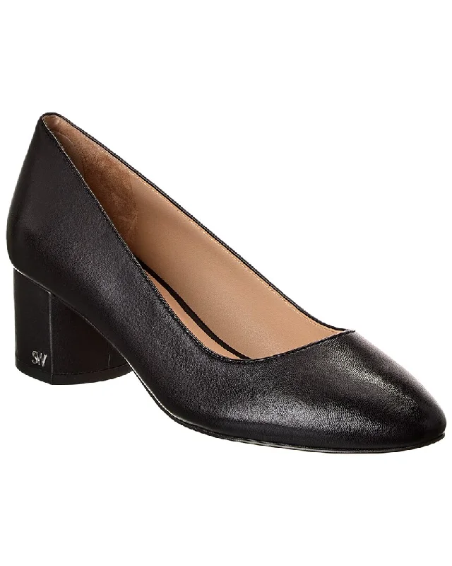 Women's royal blue stiletto heel pumps for a formal eventStuart Weitzman Bridget 50 Block Leather Pump