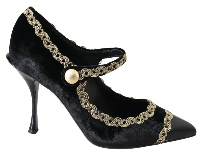 Women's business meeting stiletto heel pumps with a professional lookDolce & Gabbana Elegant Velvet Patent Embroide Women's Pumps Women's business meeting stiletto heel pumps with a professional lookDolce & Gabbana Elegant Velvet Patent Embroide Women's Pumps