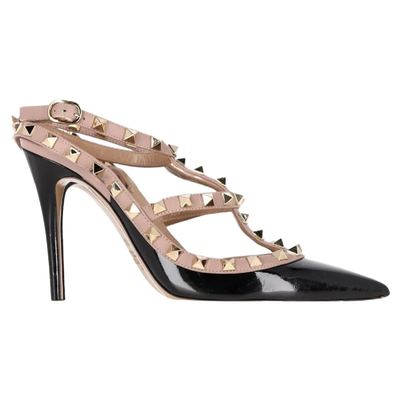 Women's mesh - paneled stiletto heel pumps for breathabilityValentino Garavani Rockstud 100 Pumps in Black Patent Leather Women's mesh - paneled stiletto heel pumps for breathabilityValentino Garavani Rockstud 100 Pumps in Black Patent Leather