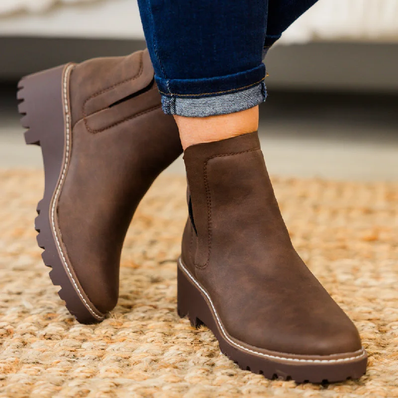 women's booties for rainy daysSleek Street Booties, Brown