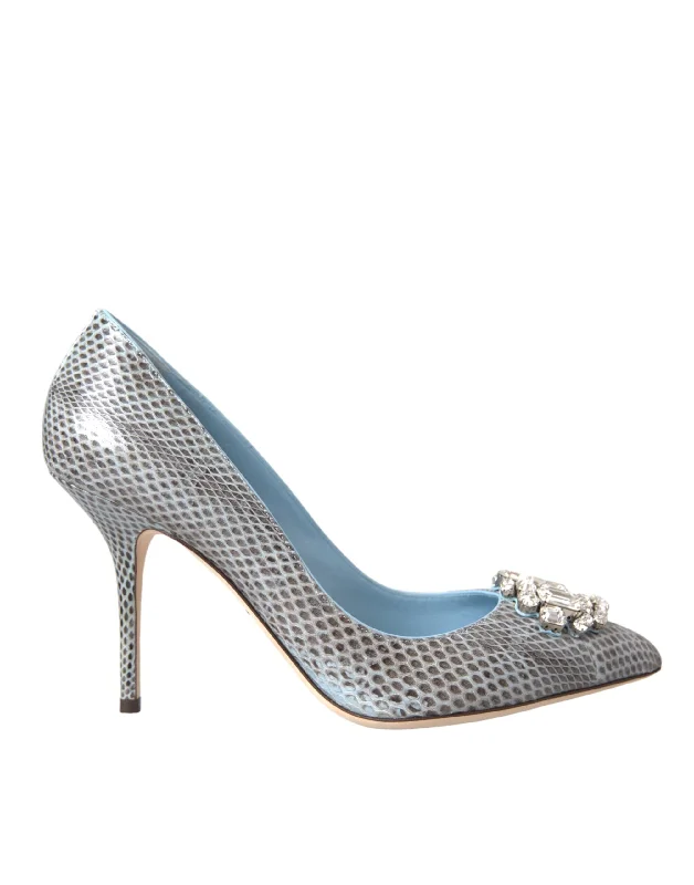 Women's cocktail party stiletto heel pumps with a unique patternDolce & Gabbana blue Exotic Leather Crystal Bellucci Women's Shoes Women's cocktail party stiletto heel pumps with a unique patternDolce & Gabbana blue Exotic Leather Crystal Bellucci Women's Shoes