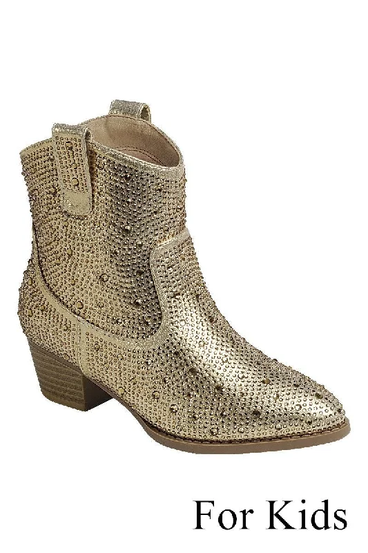 women's booties with zippersRIVER-01K KIDS Gold
