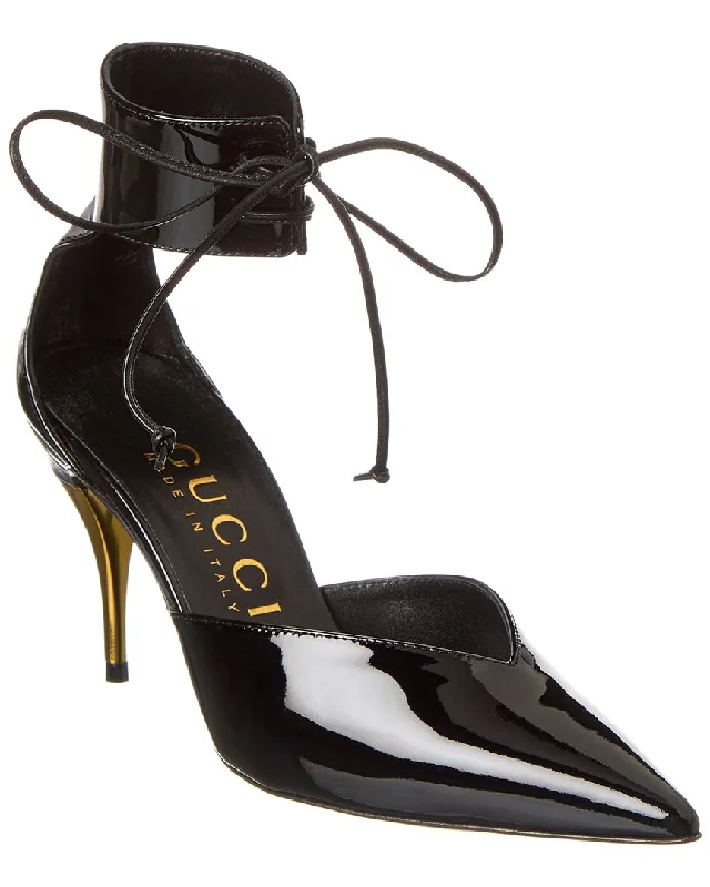Women's genuine leather stiletto heel pumps with a soft finishGucci GG Patent Pump