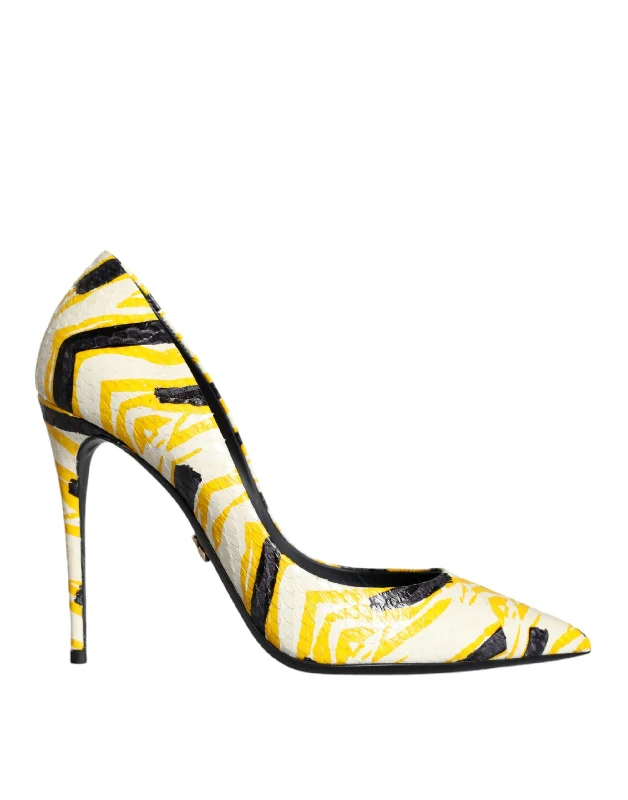 Women's lavender stiletto heel pumps for a delicate styleDolce & Gabbana multi Stripes Leather High Heels Pumps Women's Shoes