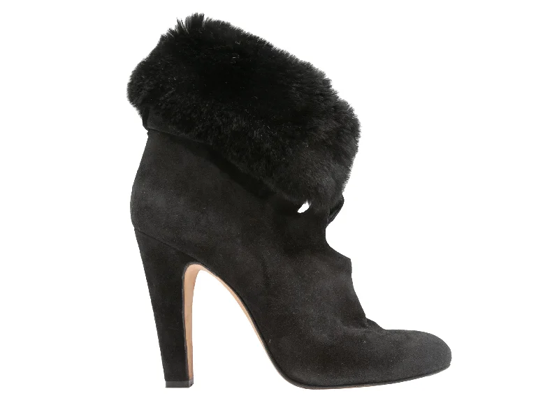 women's booties with ankle strapBlack Sarah Flint Mink-Trimmed Suede Ankle Boots Size 40 women's booties with ankle strapBlack Sarah Flint Mink-Trimmed Suede Ankle Boots Size 40