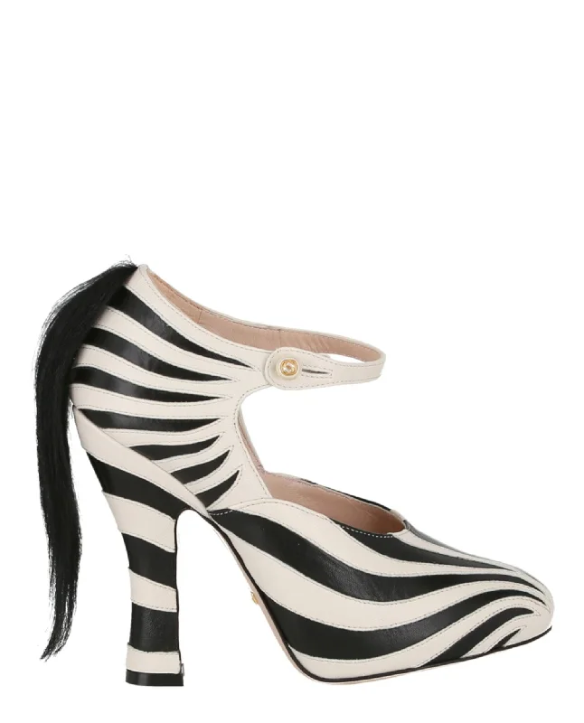 Women's padded - insole stiletto heel pumps for added comfortGucci Lesley Ponytail Mary Jane Pumps