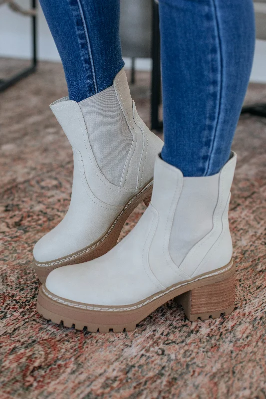 women's booties with embroideryPrioritizing Me Boots - Ecru