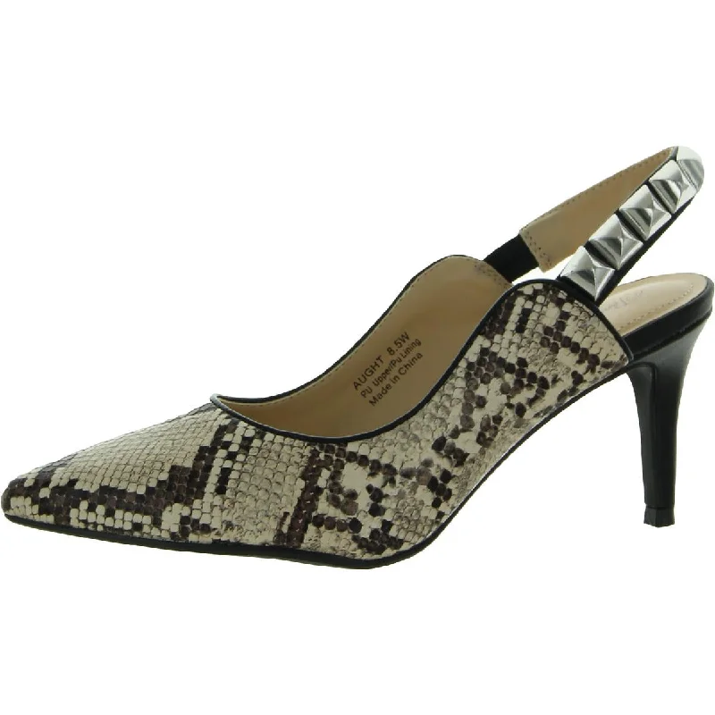 Women's office - appropriate stiletto heel pumps with a low - heel optionAught Womens Ankle Strap Animal Print Slingback Heels