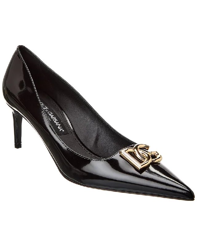 Women's hot pink stiletto heel pumps for a fun night outDolce & Gabbana DG Logo Leather Pump