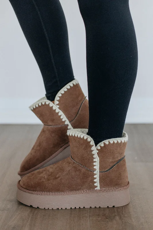 women's booties with lacesCommitted To Cozy Boots - Mocha